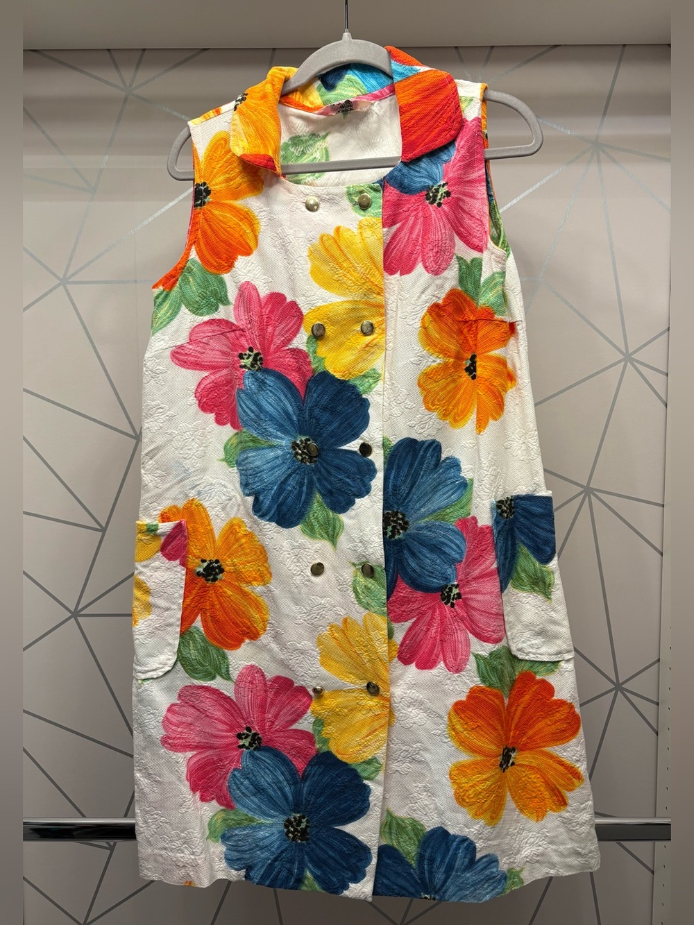 Vintage Primstyle Made In Japan Floral Texture Fabric Dress - 1960s / 1970s